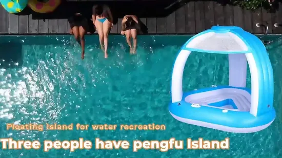 Customization Summer Pool Toys Water Floating Island 4 Person Inflatable Raft Tropical